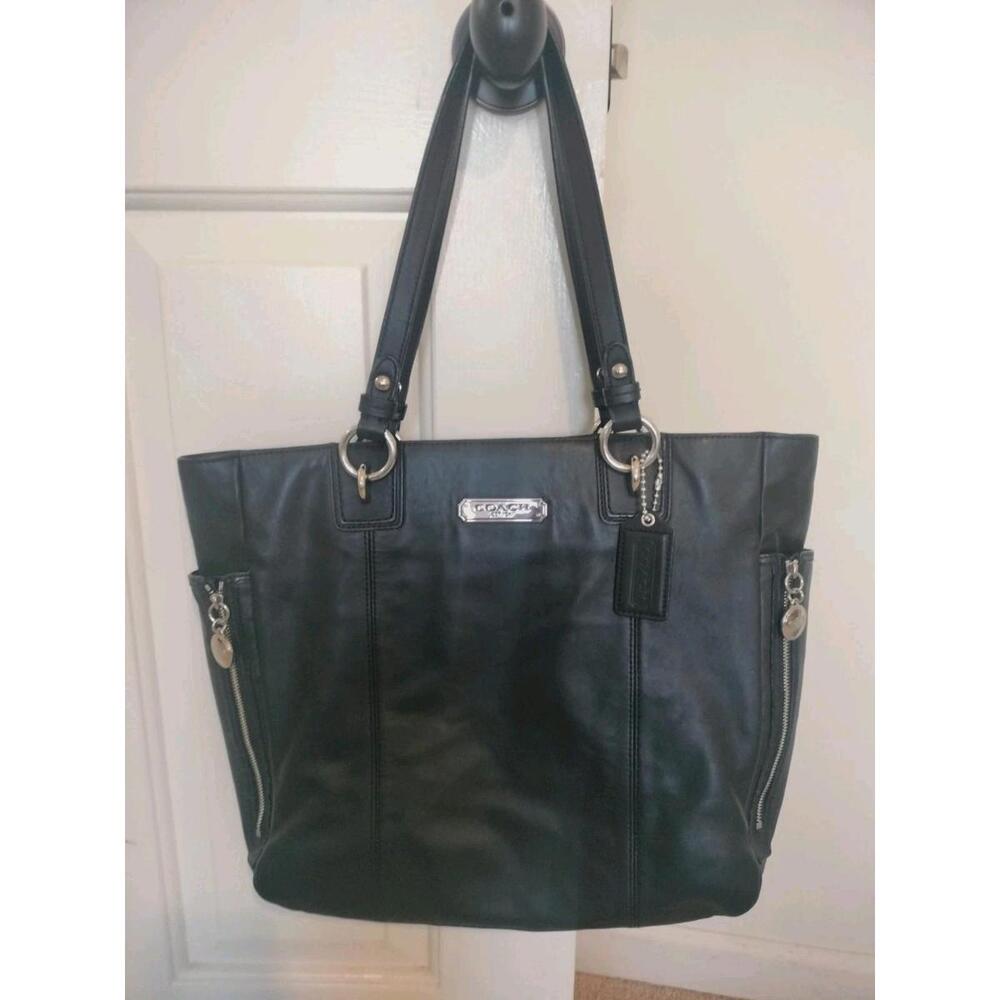 COACH F19456‎ North South Gallery Black Leather Tote/Shoulder Bag